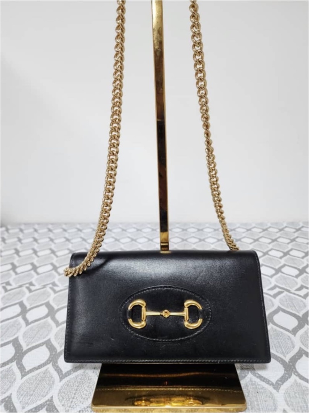 Authentic Gucci 1955 Horsebit Horsebit 19 Shoulder/Crossbody Bag Black - Picture 5 of 12